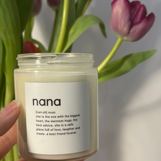 Nana Soy Wax Candle | Vanilla + Cinnamon 6 OZ Candle